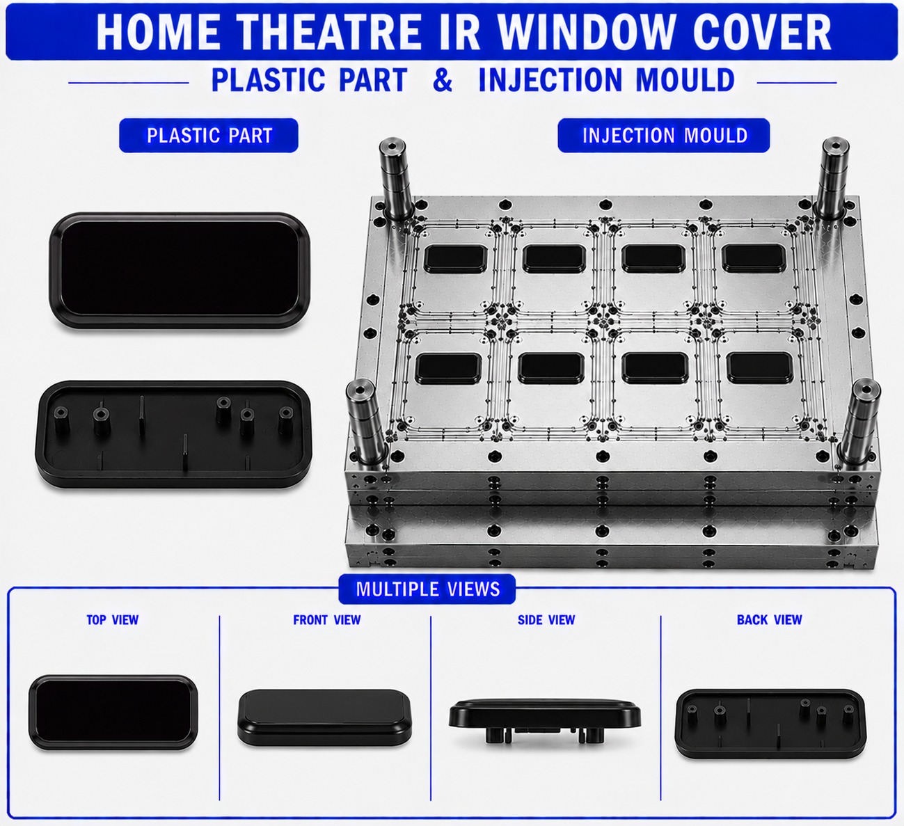 Home Theater Plastic IR Window Cover Mould and Moulding Service